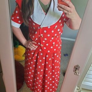 Red polka dot two piece vintage dress